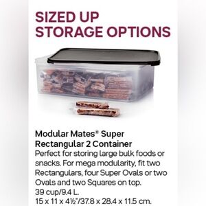 Tupperware Modular Mates Super Rectangular #2 Container With Silver Grey Seal